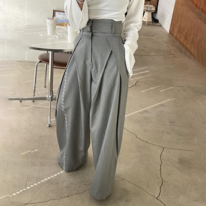 Korea 2023 Early Autumn New Design Niche 3D Waist Slim Wide-Leg High-Waist Casual Pants