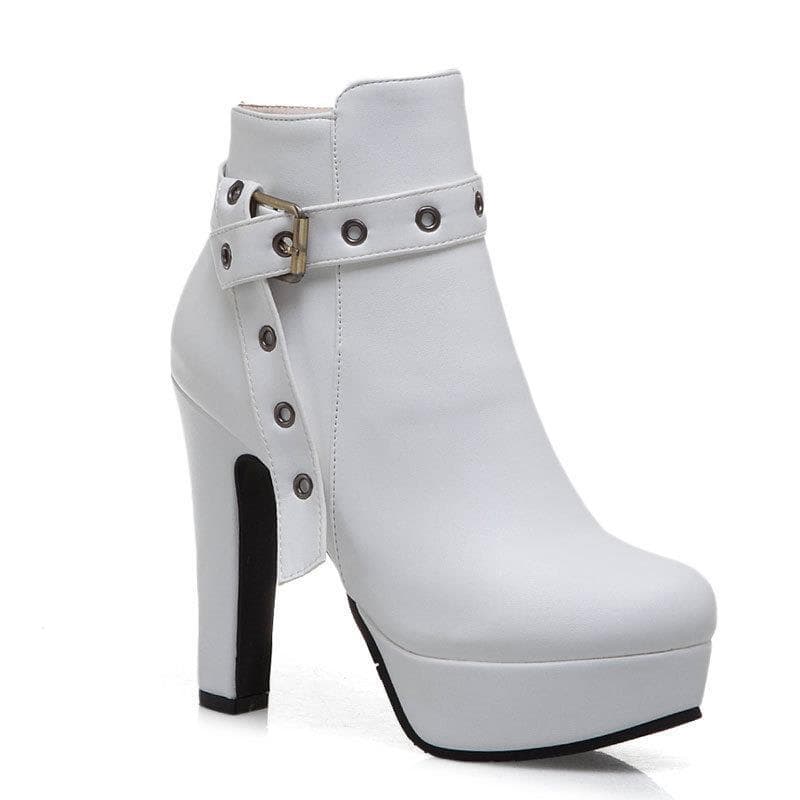 Foreign Trade Willow Boots Women's Chunky Heel Belt Decoration Extra Large Size 40-50 Ankle Boots European American 3006
