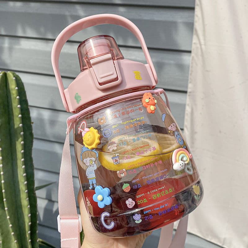 Large Capacity Trendy Water Bottle High Appearance Cup for Women 2025 New Summer Straw Big Water Jug