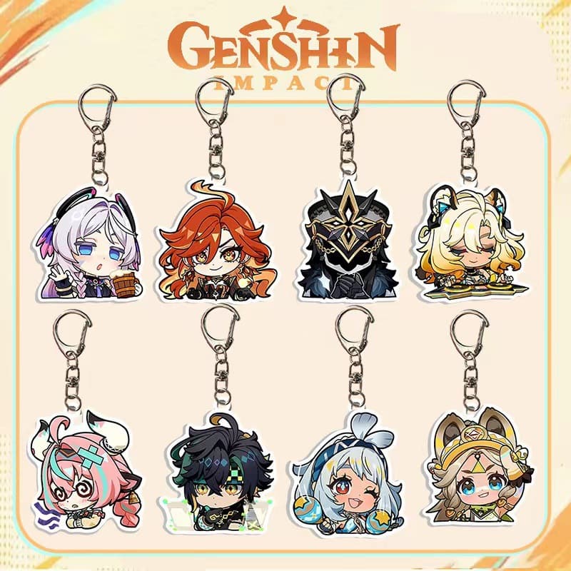 Genshin Impact Natlan Cartoon Anime Acrylic Keychain Bag Charm Kinich Mualani Pendant