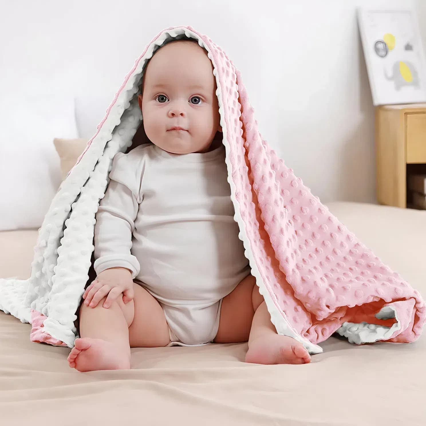Cross-Border Baby Blanket: Soothing Bean Blanket, Newborn Patchwork Blanket, Swaddle, Baby Cover Blanket, Children's Bean Fleece Blanket