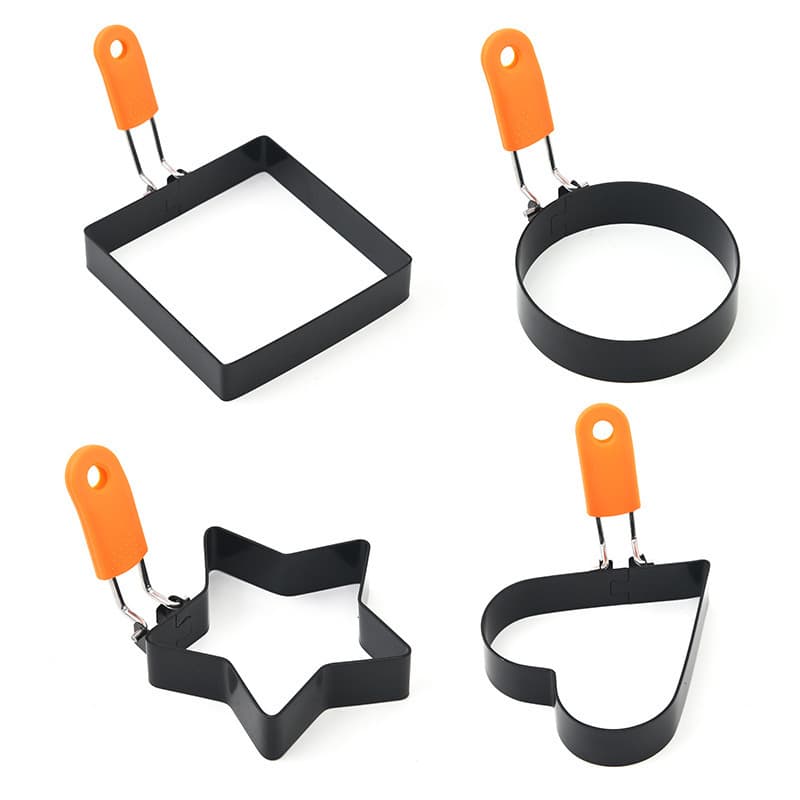 Stainless steel egg molds for DIY frying, heart/star/round poached egg shapes