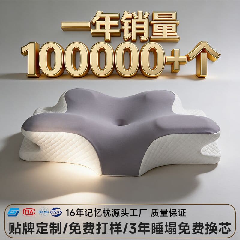 Slow-Recovery Memory Foam Pillow Pair, Neck-Protecting Butterfly-Shaped Cervical Spine Pillow, Home Decor