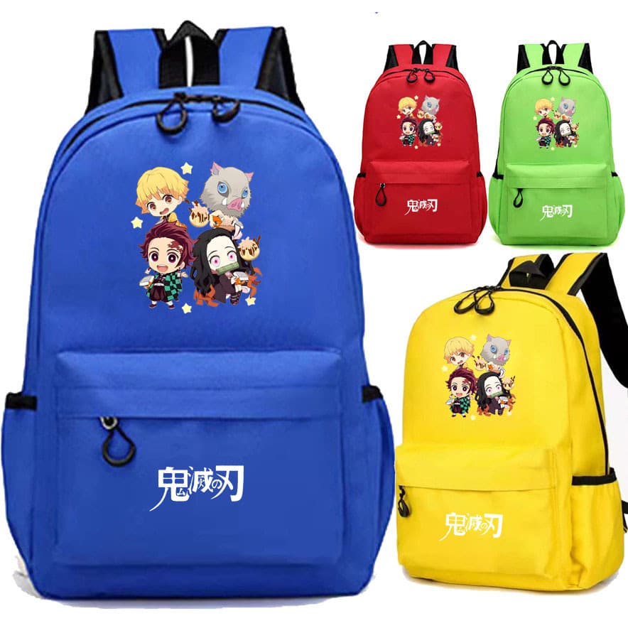 New Demon Slayer Collaboration Anime School Bag, Large Capacity Backpack for Primary and Secondary School Students, High School Student Cartoon Multi-color