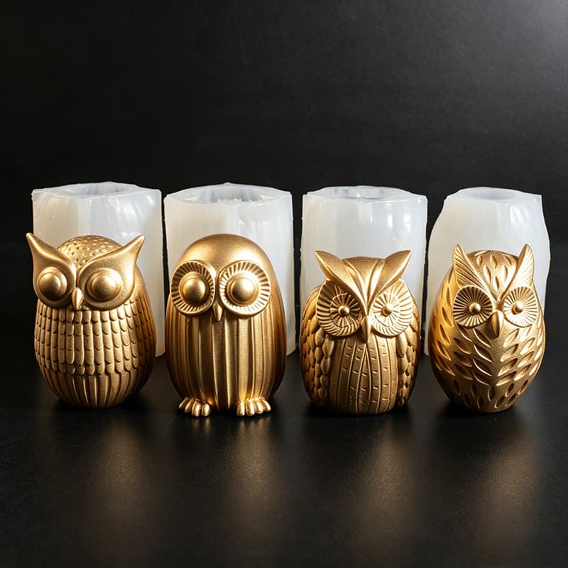 New 3D Owl Candle Silicone Mold Striped Polka Dot Owl DIY Candle Plaster Ornament Mold