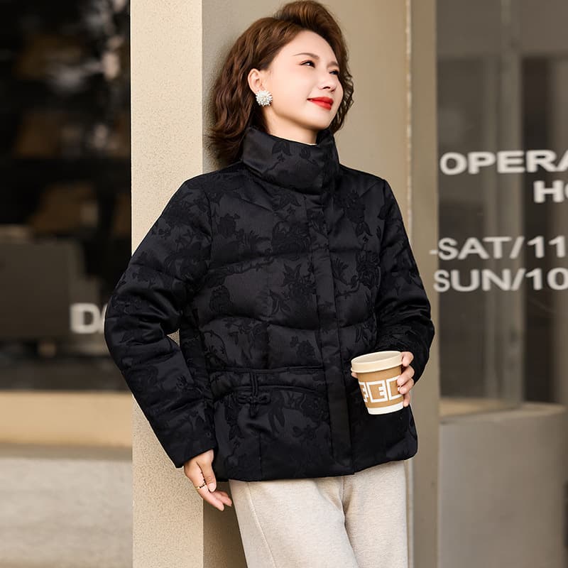 New Chinese style mother's down jacket, winter coat, western style noble middle-aged and elderly women's autumn and winter high-end short cotton jacket