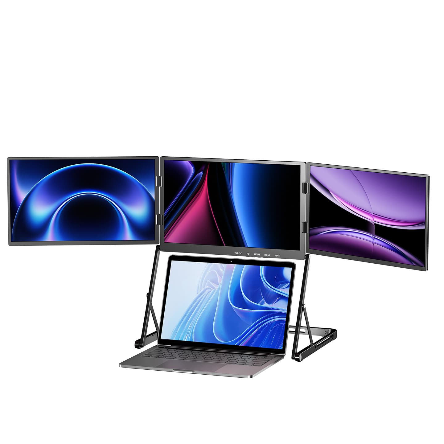 Sibolan Triple Screen Portable Monitor for Stock Trading, Laptop Office Expansion Multi-Screen