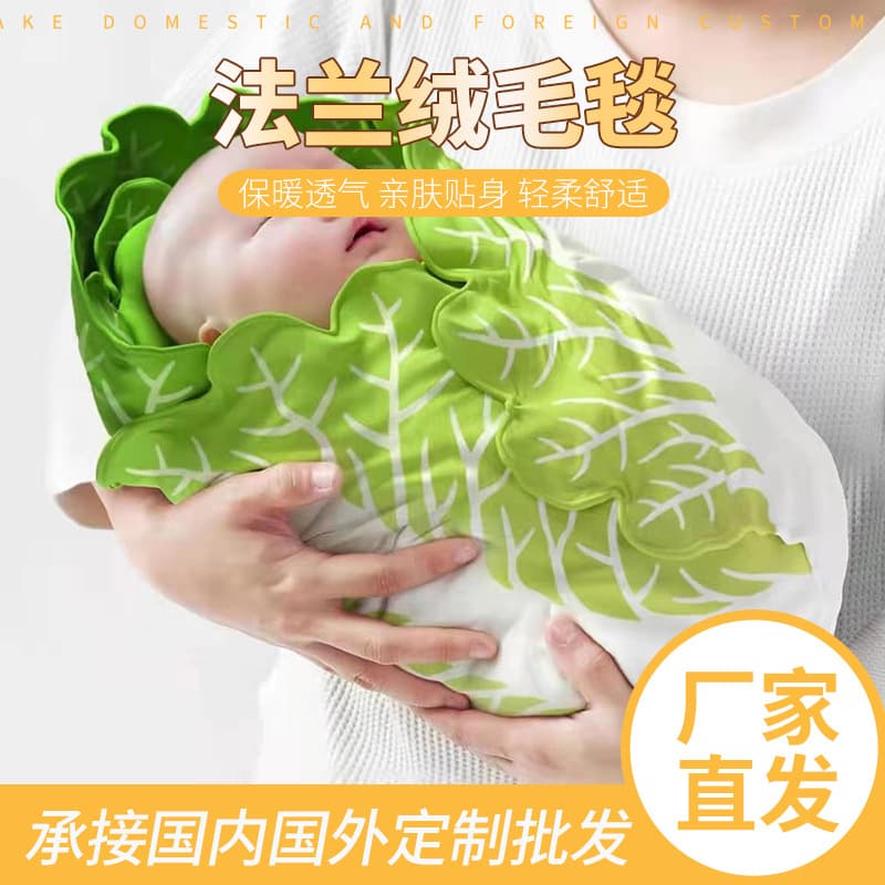 Factory supply baby swaddle blanket, ultra-soft printed flannel infant swaddling blanket, new hat blanket