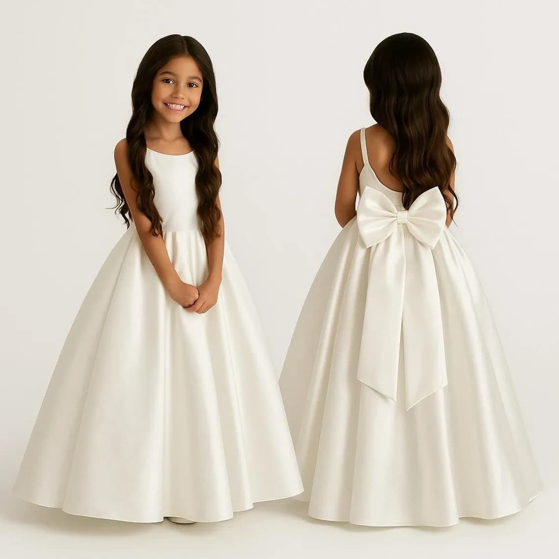 Amazon girls new solid color princess dress cross-border children's dress hosting piano performance tutu skirt high-end