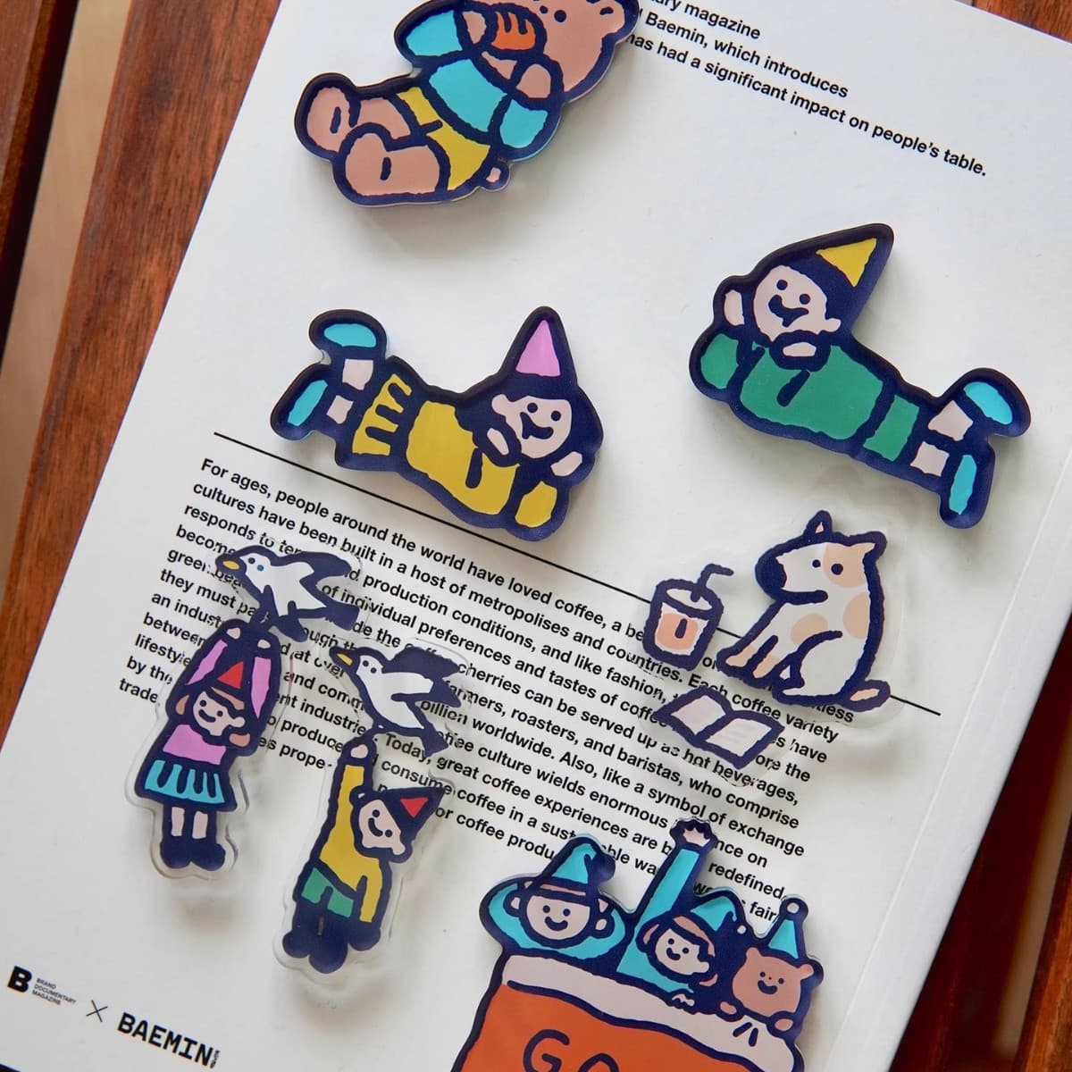 Illustration acrylic refrigerator magnet, dumpling decoration, cute cartoon bear, special-shaped magnetic attraction