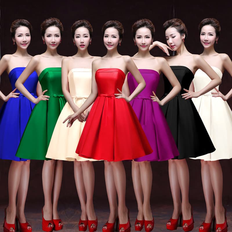 Short Strapless Bridesmaid Dress for Women, Party Cocktail Evening Gown 2026 New Fashion Banquet Dress