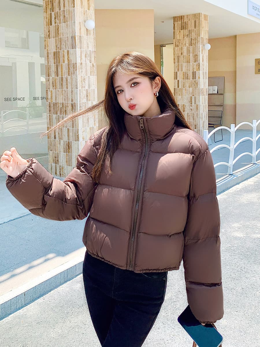 Kendoufeng's new style women's winter Korean style small high-waisted stand-up collar short thickened warm and cold-proof cotton clothing