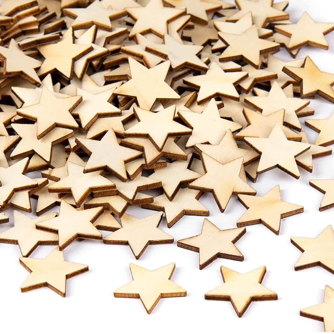 Cross-border in-stock laser-cut wooden boards, wooden pieces, wooden five-pointed stars, DIY children's wood crafts, creative eco-friendly wooden