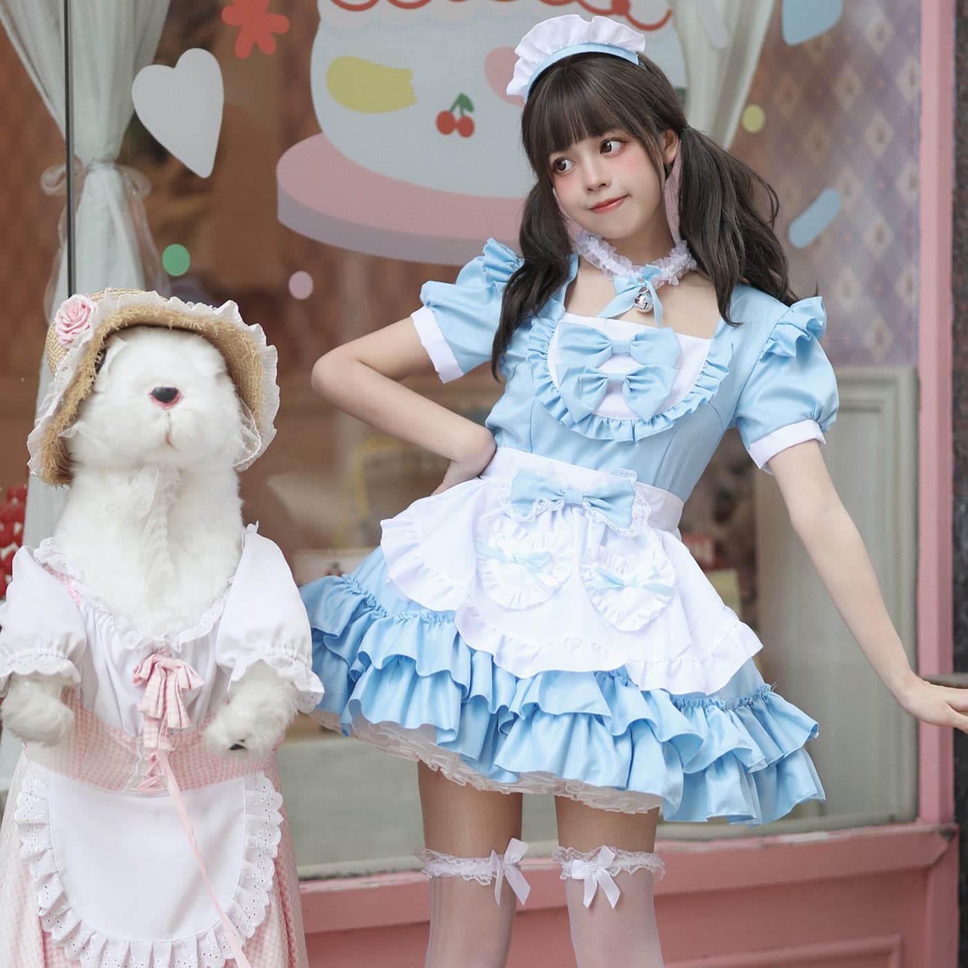 Cross-border Amazon Japanese-style Sexy Cream Sweetheart Maid Dress Multicolor Pure Lolita Dress