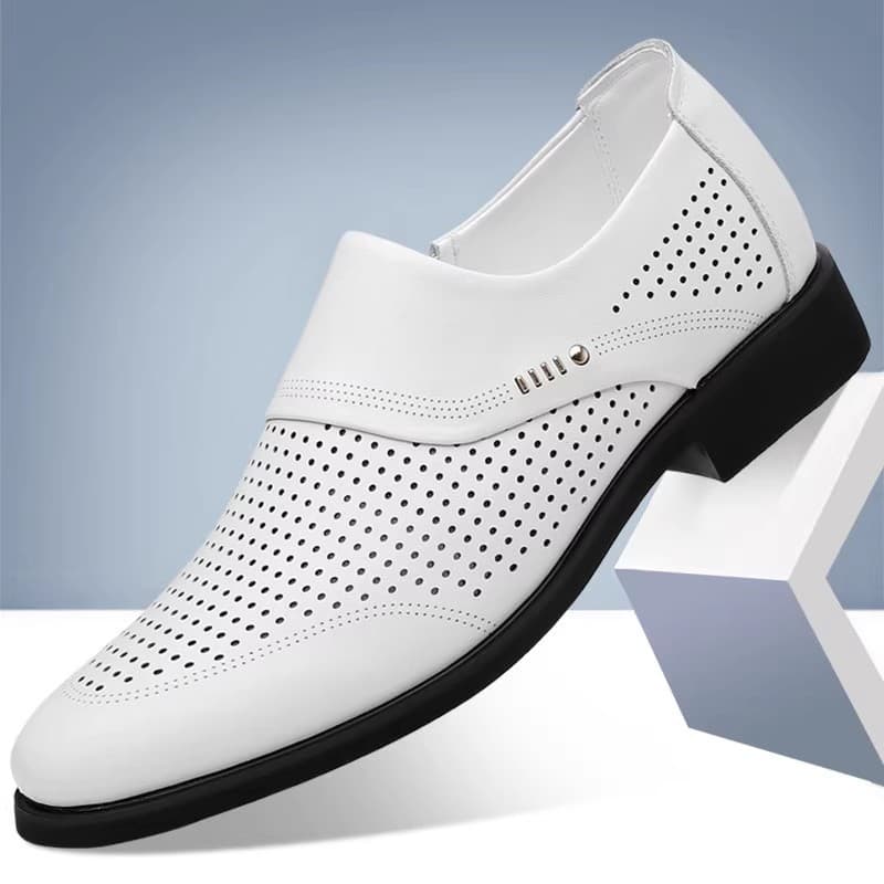 Men's Leather Shoes, Soft Leather Business Formal Wear, British Style Breathable Men's Shoes, Korean Style Hollow Casual Shoes, Men's Summer Breathable Shoes