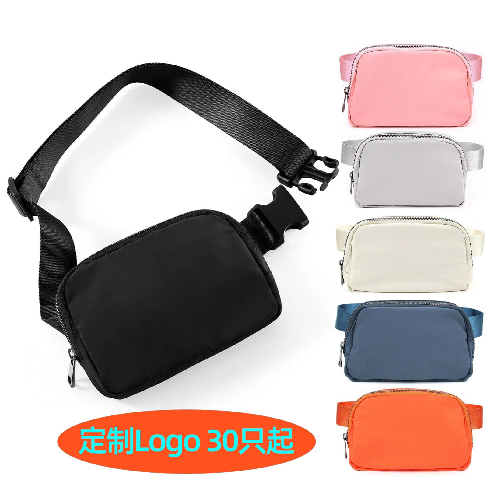 New Men's Oxford Cloth Waterproof Running Waist Bag Adjustable Crossbody Outdoor Sports Chest Bag Manufacturer Customized LOGO
