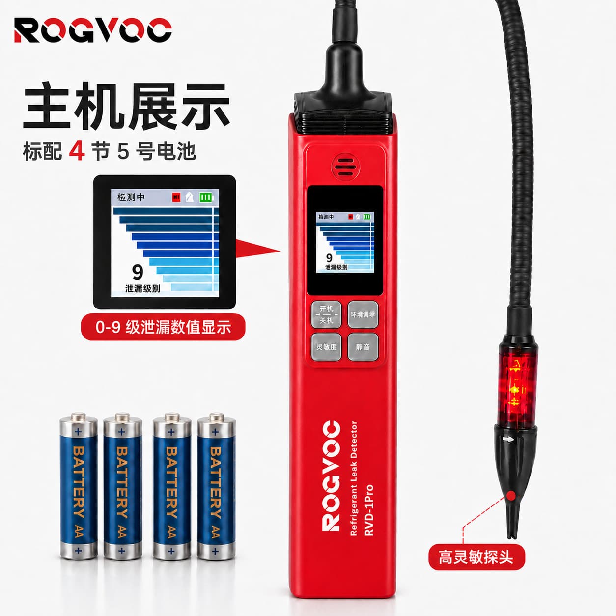 ROGVOC Refrigerant Leak Detector RVD-1Pro Air Conditioner Refrigerant Leak Detector Air Conditioner Leak Detection Freon Halogen