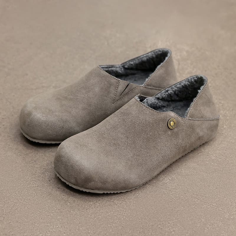 2026 New Retro Versatile Soft Sole Slip-On Casual Birkenstock Shoes for Men, Old Money Style, Two-Way Wear Full Wrap Fleece-Lined Slippers