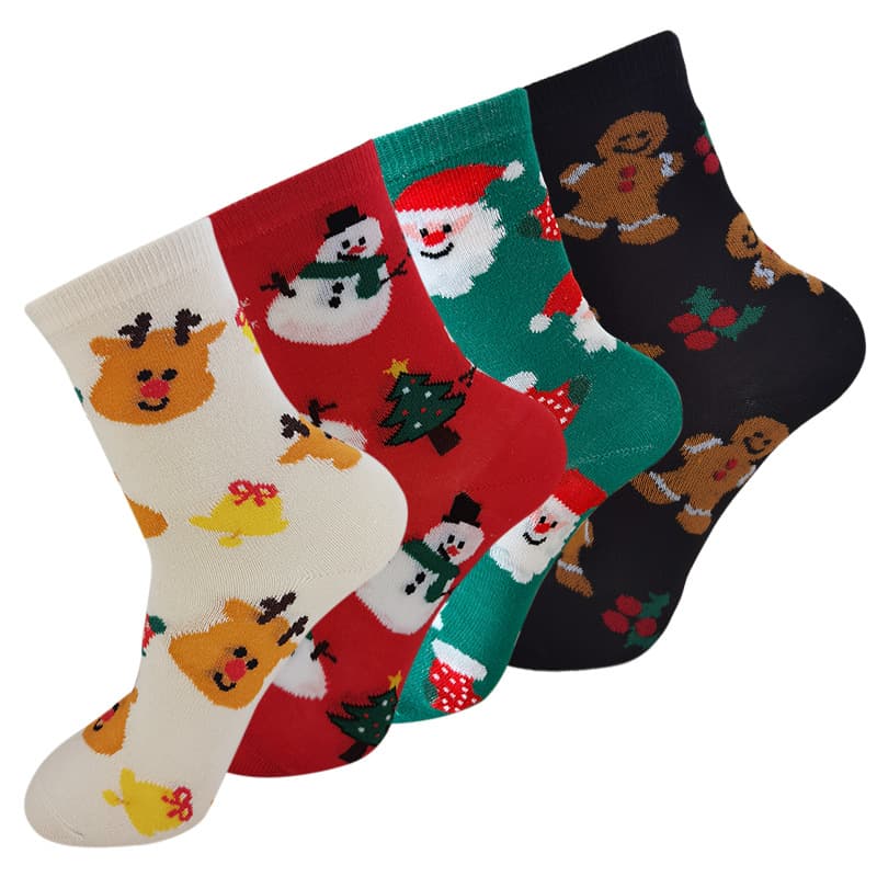 2024 Fall/Winter Women's Mid-Calf Christmas Stockings, Cute Cartoon Snowman Reindeer Stockings, Bright Red Stockings, Christmas Stockings, Instagram