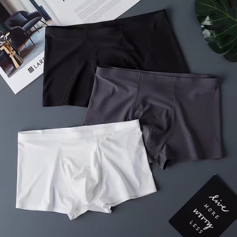 Seamless Ice Silk Men's Boxer Briefs Cool Lightweight Breathable Quick-Dry Shorts