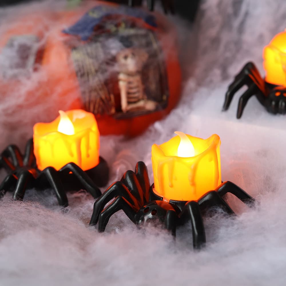 Halloween pumpkin lamp children's glowing spider skeleton electronic candle ornament bar window scene arrangement decoration