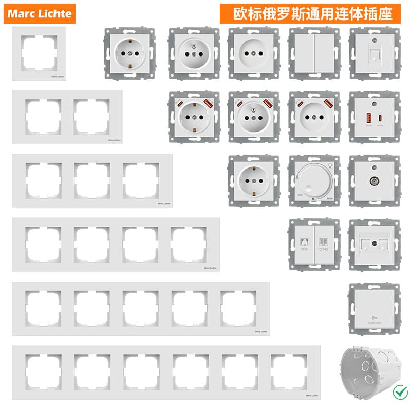 European Standard European Style Integrated Socket Dual Russian Standard 16A Socket Two Round European Standard Socket Panel