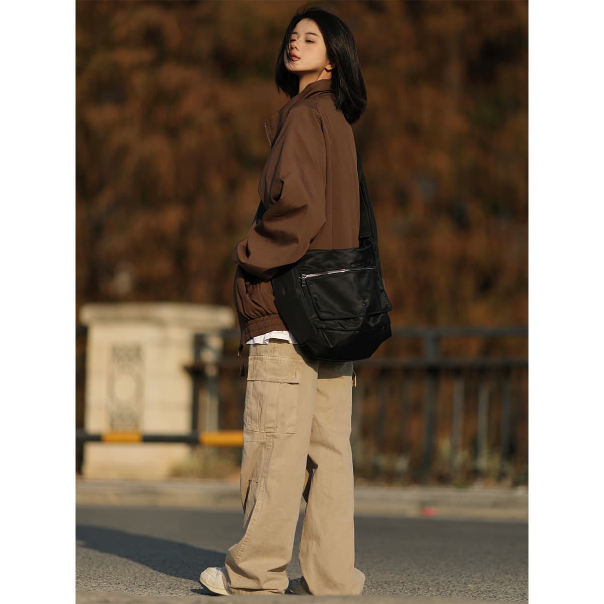 JNRIMOYU Japanese Style Zippered Cardigan Cotton Jacket, Unisex Winter Loose Stand Collar Solid Color Top