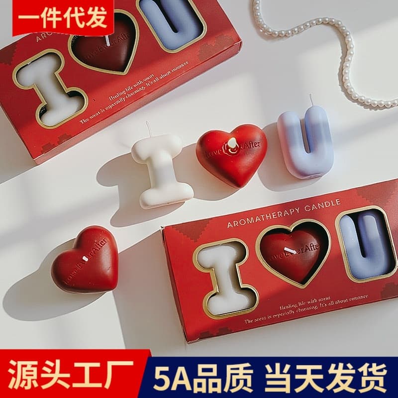 Qixi Valentine's Day Gift Cross-border Small Gift Heart-shaped Soy Wax Handmade Scented Candle Gift Box Wholesale