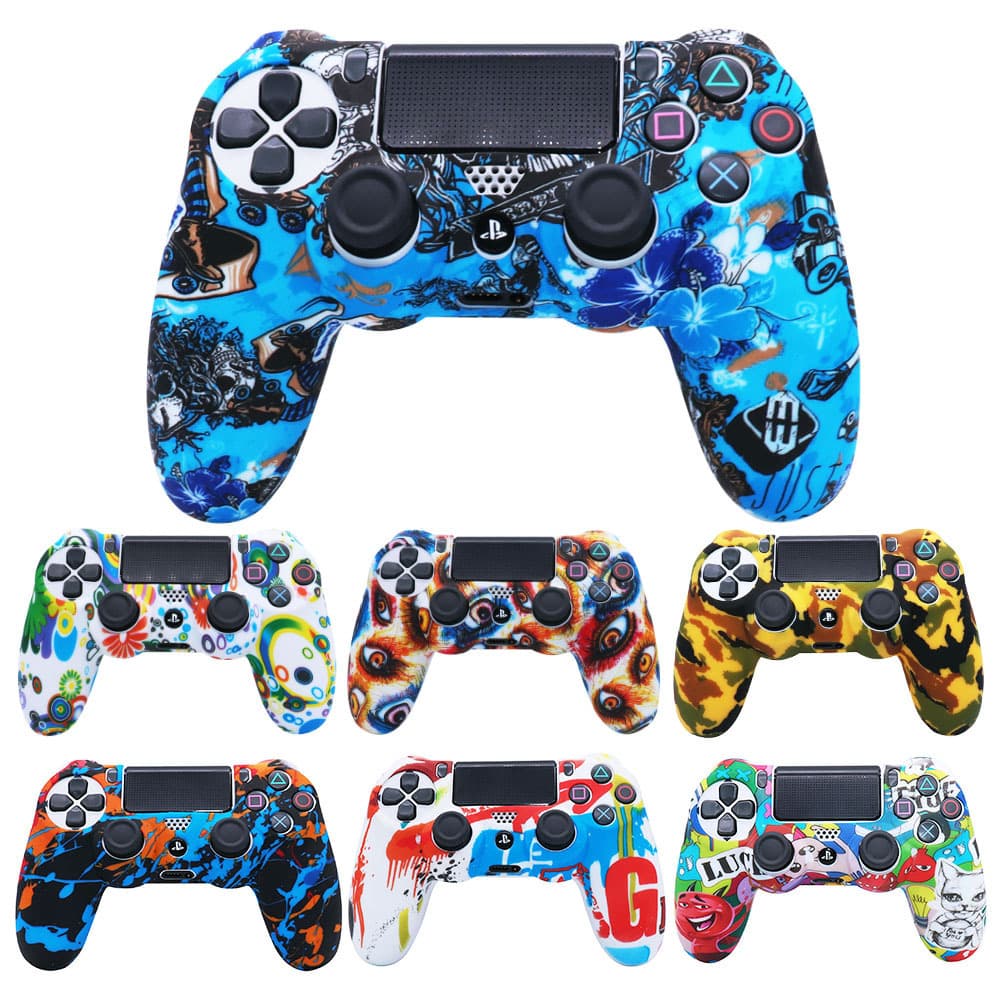 PS4 handle cover oil spray feel PS4 game silicone handle cover camouflage watermark protective cover PS4 game accessories