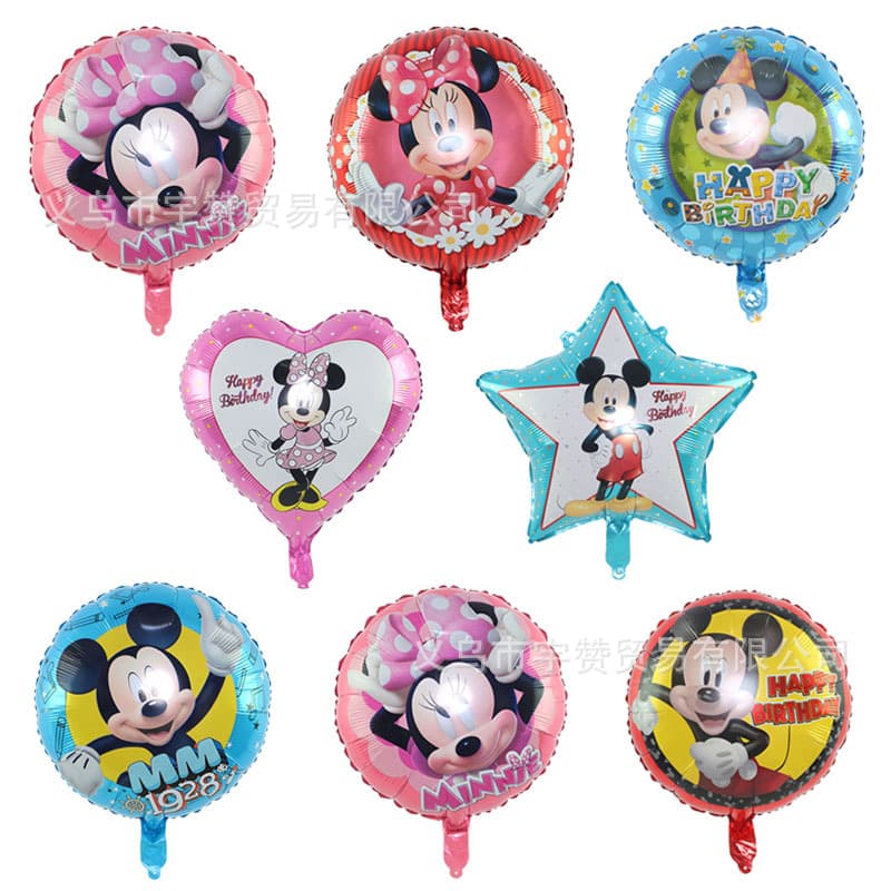 Officially Licensed 18-Inch Round Minnie Mickey Foil Balloon Cartoon Mickey Mouse Balloon for Birthday Party Decoration