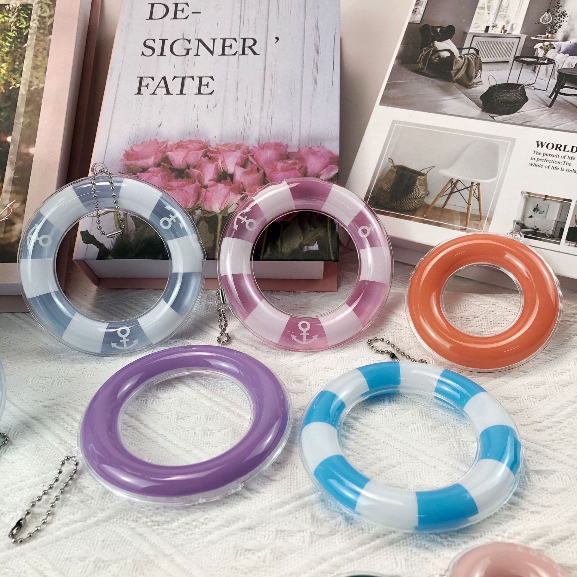 Custom PVC Summer Swimming Ring Pendant Doll Inflatable Cartoon Key Accessory Donut Toy Promotion and Advertising