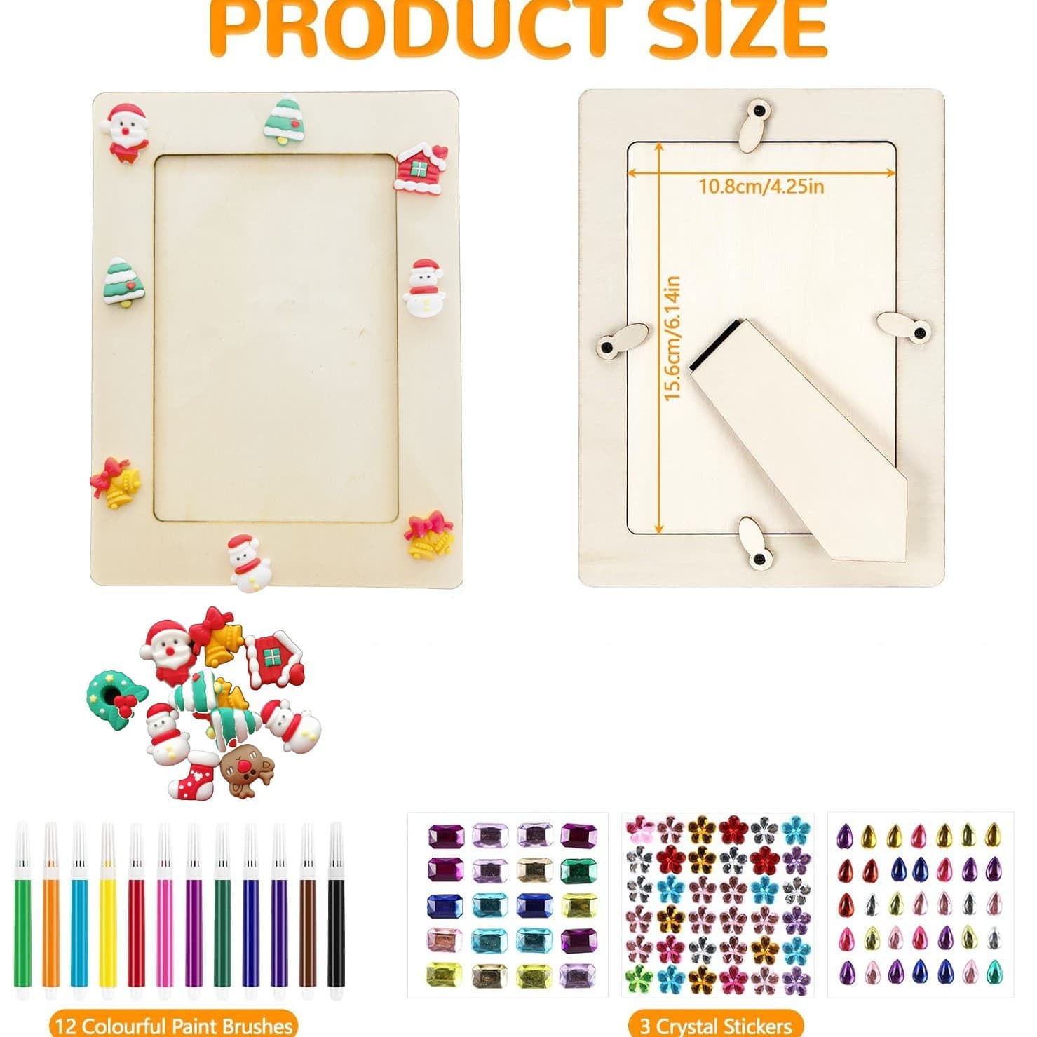 Cross-border Amazon Wooden Picture Frame DIY Children's Art Sticker Stars Hearts Decorative Wooden Photo Frame Factory Direct Sale
