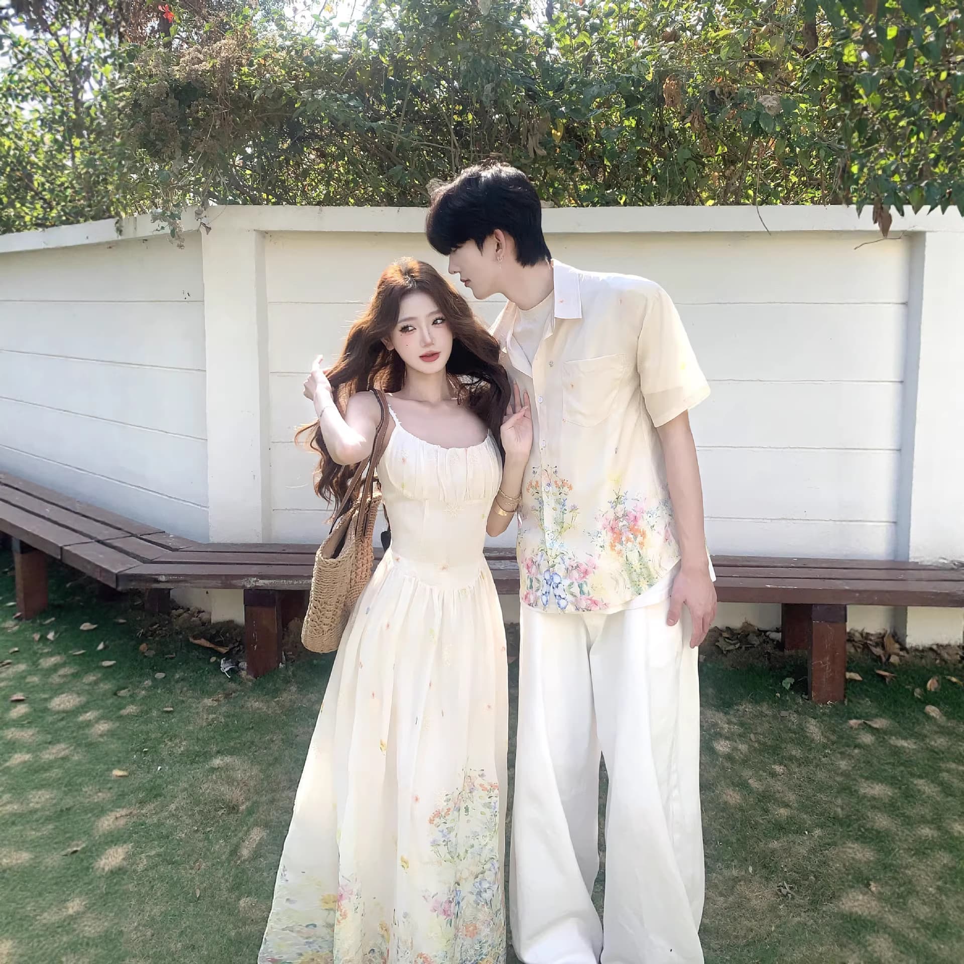 Heavy Embroidery Strap Dress Women Couple Summer Seaside Vacation Style Waist-Slimming Stunning Long Dress 2026 New
