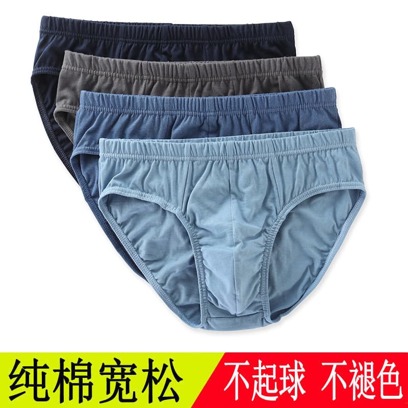 Men's Triangle Underwear Pure Cotton Breathable Male Panties Plus Size Shorts for Young Men Full Cotton