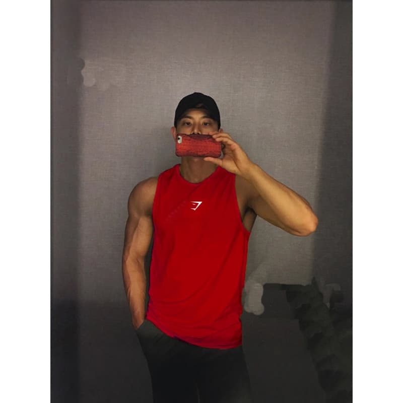 GYMSHARK Men's Sleeveless Tank Top Summer Crew Neck Quick-Dry Breathable Shark