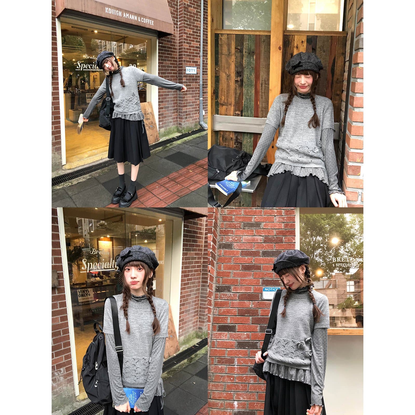 Hello Canon Half High Neck Polka Dot Long Sleeve Base Tee Women's Autumn New Ruffle Hem Long Sleeve T-Shirt Top