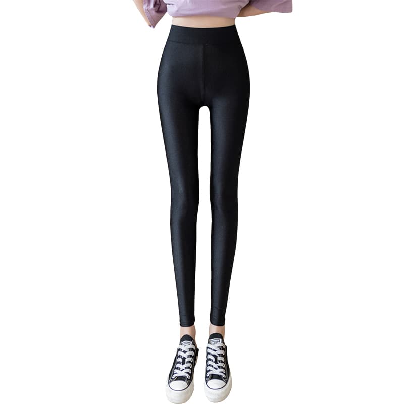 2025 New High-Waist Fleece-Lined Shiny Leggings Thick Thermal Tights for Women Autumn Winter Outerwear Warm Stretch Plus Size Long Pants