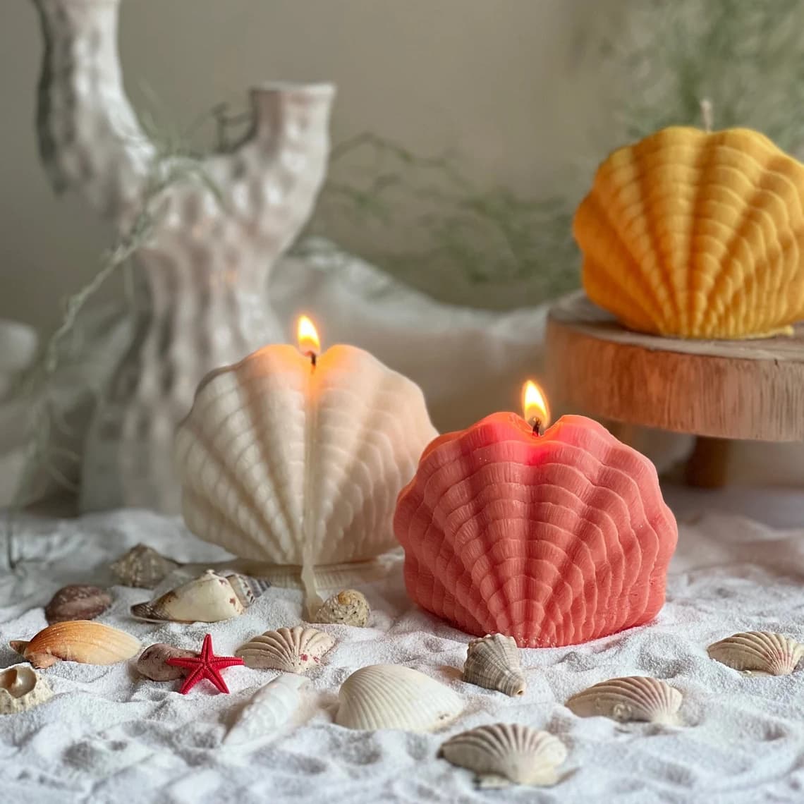 Ocean Rhythm Shell Aromatherapy Candle Natural Essential Oil Long-lasting Fragrance INS Style Home Decoration Healing Atmosphere Light