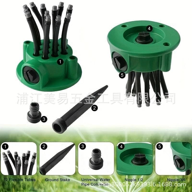 360-Degree Automatic Rotating Garden Sprinkler for Gardening and Landscape Irrigation, 360-Degree Automatic Multi-Head Watering Device