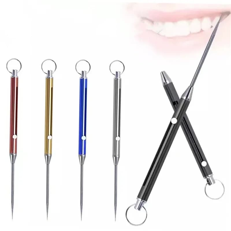 Titanium Alloy Hidden Retractable Self-Defense Toothpick Portable Weapon for Toothpicking and Outdoor Protection