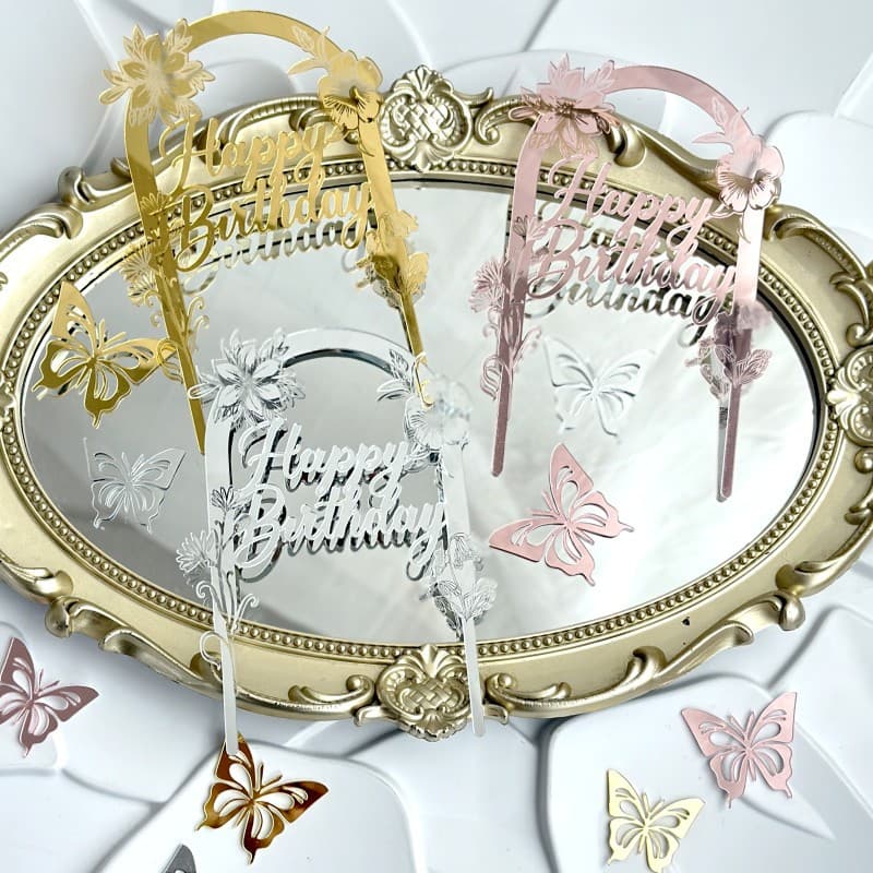 Copyright cross-border ins style acrylic marking arch happy birthday cake plug-in acrylic cake decoration