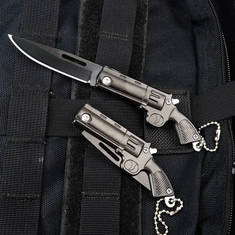 Pistol-shaped Stainless Steel Folding Knife Outdoor Multi-function Folding Knife Self-defense Tool EDC Portable Pocket Knife