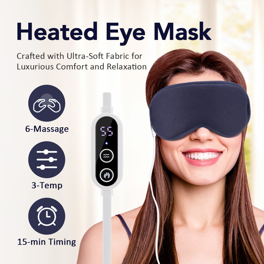 Heated Eye Mask Massager with Steam, Heat, and Vibration Massage, 3-Level Eye Care Device with Temperature Control, Smart Relief for Eye Fatigue