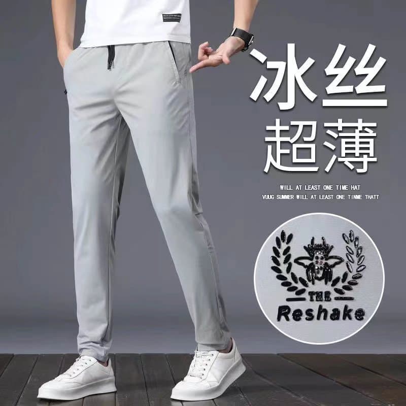 Ice Silk Sports Pants Men's Casual Trousers Loose Summer Ins Fashionable Youth All-match Loose plus size Straight Leg Pants