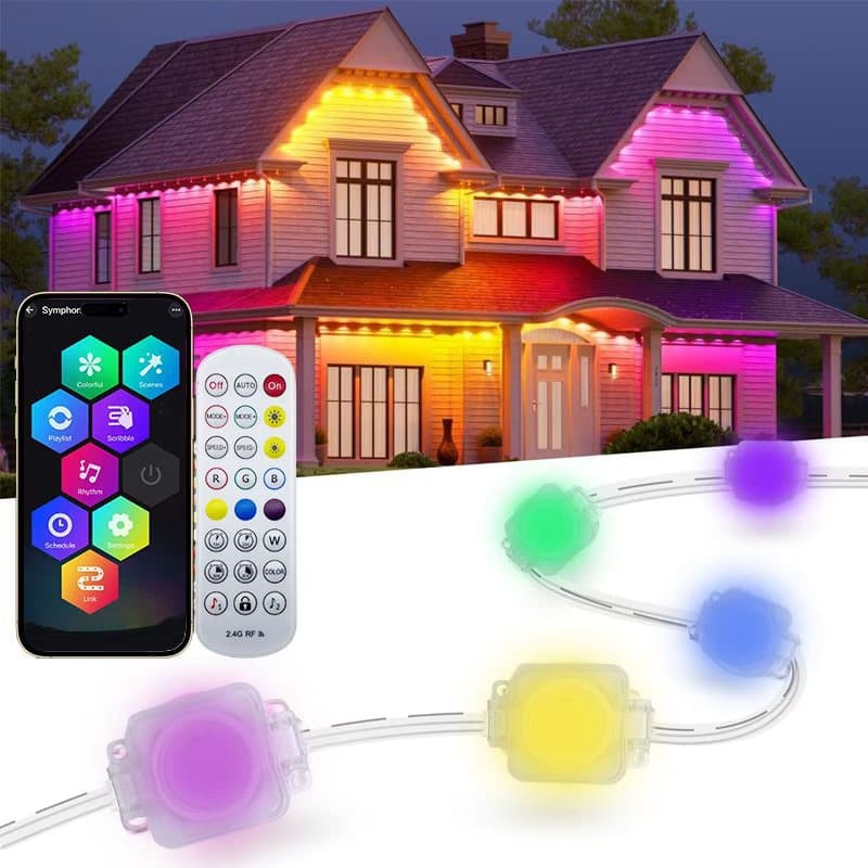 Cross-border Best-selling Eaves Light, Rainbow RGB Courtyard Decorative Atmosphere Light, Bluetooth Voice-controlled Outdoor Eaves Ambiance Lamp