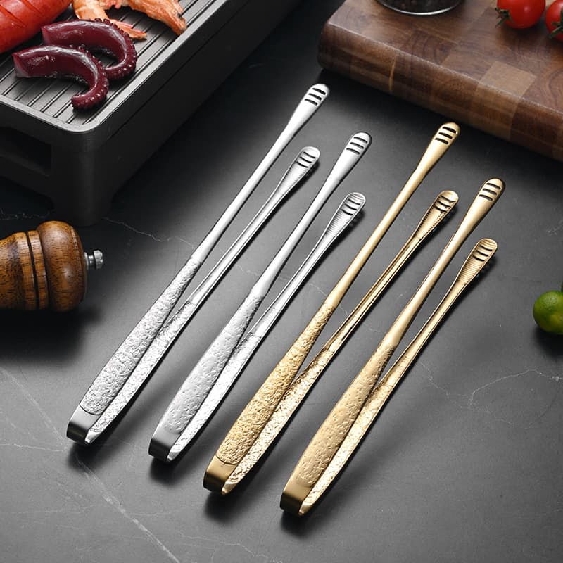 304 Stainless Steel BBQ Tongs Thickened Grilling Tongs Korean Style Kitchen Steak Frying Pan Creative Food Tongs