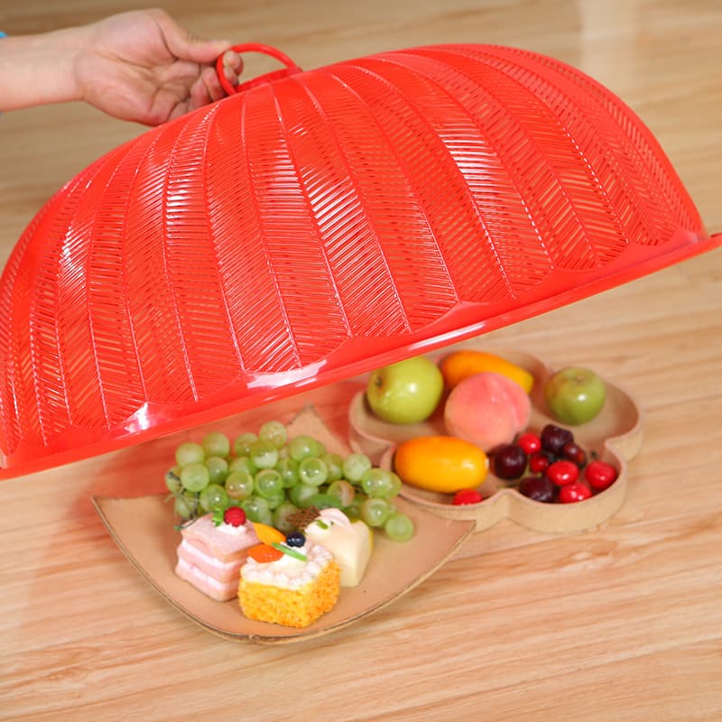 Round Large Plastic Hollow Food Cover for Dining Table, Kitchen Fly and Dust Protection, Mesh Food Dome