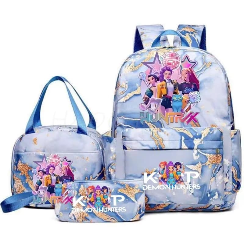 Backpack KPop Demon Hunter Printed Student Teen Colorful Canvas Backpack, Boys Girls School Bag with Pencil Case