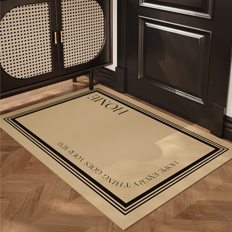 French Cream Style Door Mat Wipe and Wash-Free Foot Mat Household Non-Slip and Dirt-Resistant Leather Floor Mat
