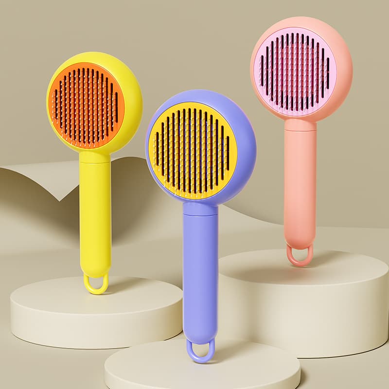 Pet Grooming One-Button De-Shedding Comb for Cats and Dogs, Self-Cleaning Slicker Brush for Hair Removal, Universal for Cats and Dogs